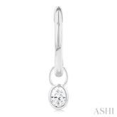 1/3 ctw Bezel Set Oval Cut Diamond Huggie Earrings in 10K White Gold